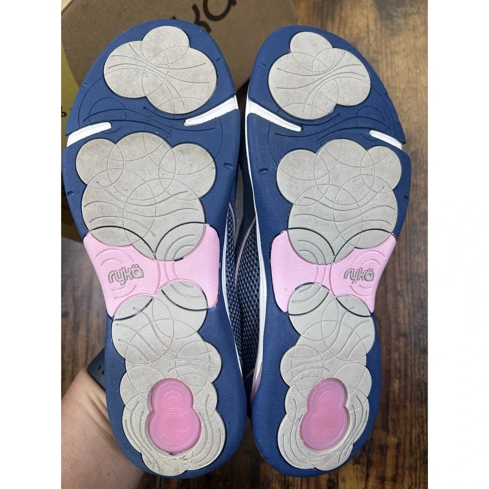 Ryka Tensile Slip On Blue Leather Fabric‎ Athletic Ballet Flats Womens Size 8.5